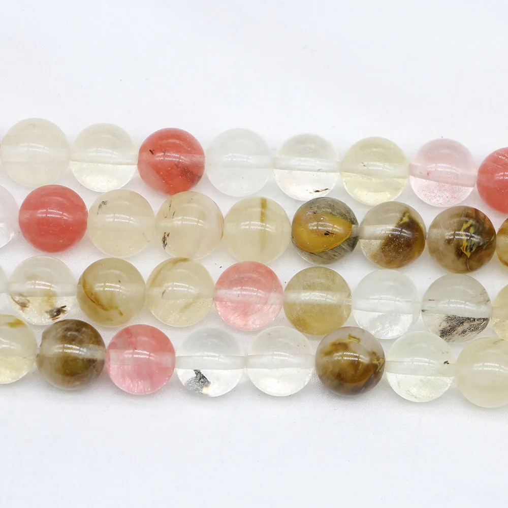 

1 strand/lot 4 6 8 10 12mm Natural Polish Watermelon Red Crystal Stone Round Loose Spacer Beads For Jewelry Making DIY Bracelet