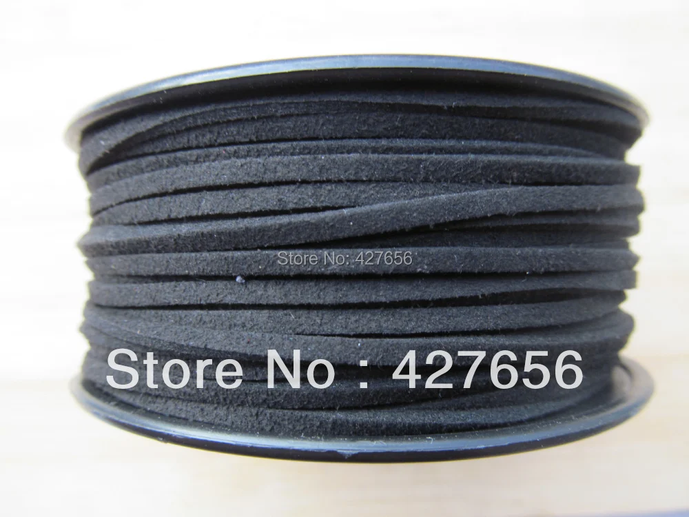 

10Yds black faux suede leather necklace and bracelet cord in 3mm wide LNBC0004