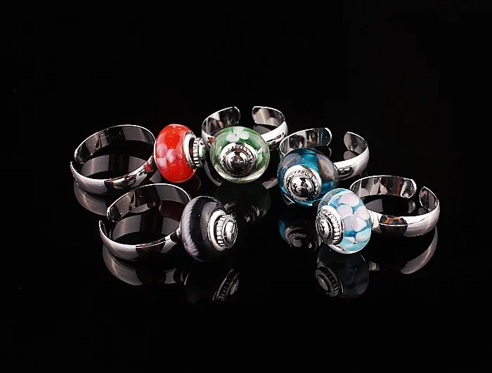 

Wholesale Lots 10Pcs Charms Mixed Murano Glass Lampwork European Women's Ring Engagement Wedding Party Gift Fashion Jewelry FREE
