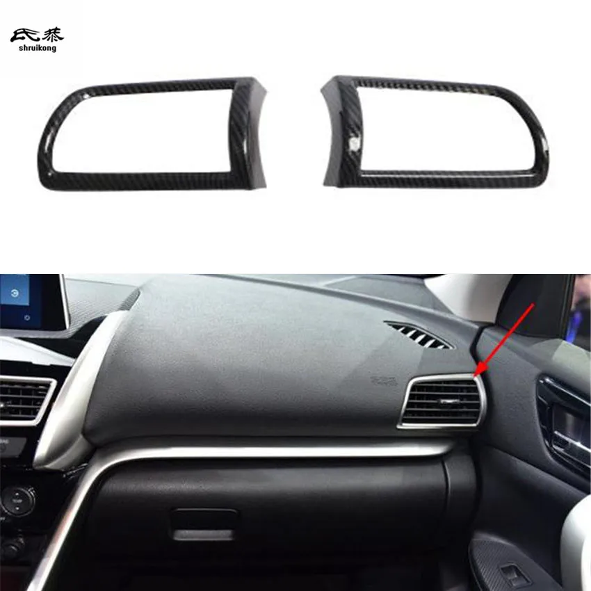 

2pcs/lot ABS carbon fiber grain front both sides air conditioning outlet decoration cover for 2018 Mithsubishi Eclipse Cross