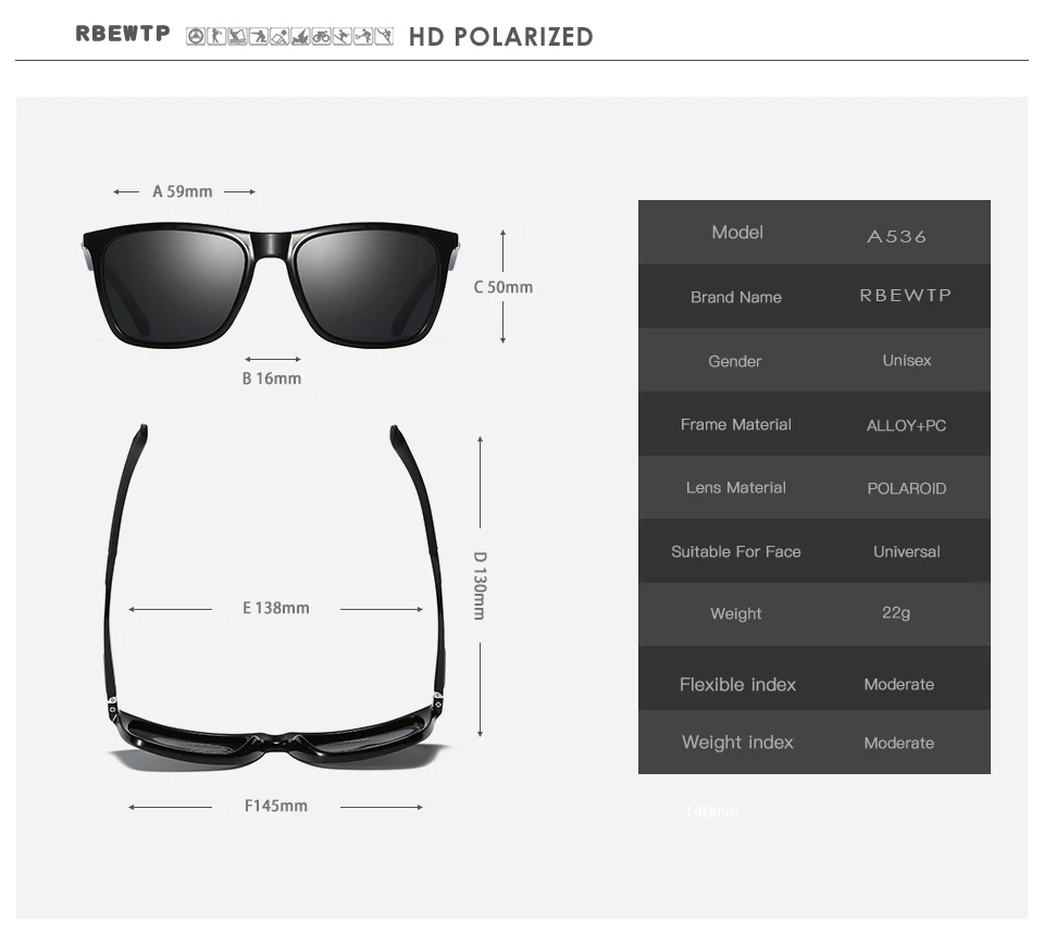 Мужские солнцезащитные очки RBEWTP с алюминиево-магниевым покрытием, поляризационные Квадратные Зеркальные очки, солнцезащитные очки, мужские очки, аксессуары для мужчин