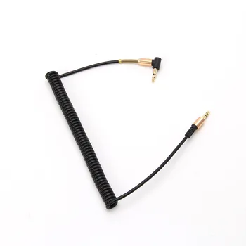 

1M 3.5mm Male To Male Spring Car Aux Cord Right Angle Audio Cable For Phone PC