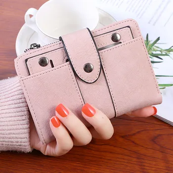 

2019 Women's Fashion Wallet Casual Simple Short Small Fresh Student Wallet Multi-Card Women's Wallet billetera mujer 50