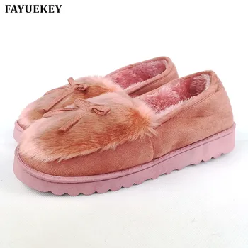 

FAYUEKEY 5 Colors Autumn Winter New Home Thicken Slippers Women Indoor Floor Outdoor Foot Warm Cotton Plush Slippers Flat Shoes