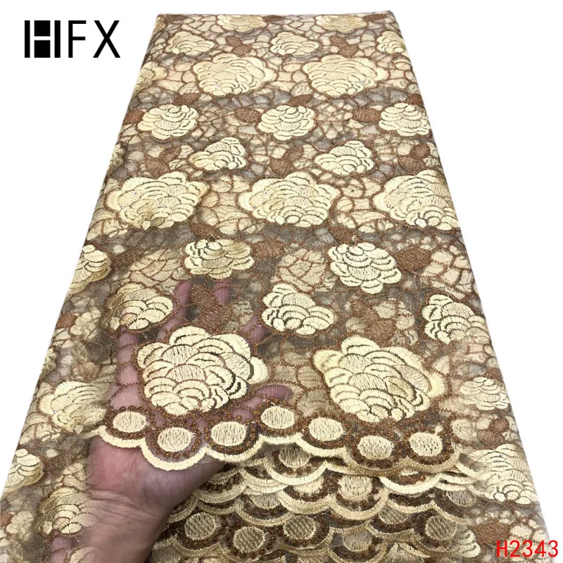HFX Африканский кружевной свадебный Тюль кружевная ткань фуксия Белая французская Сетка кружевная ткань свадебное платье 5 ярдов X2343