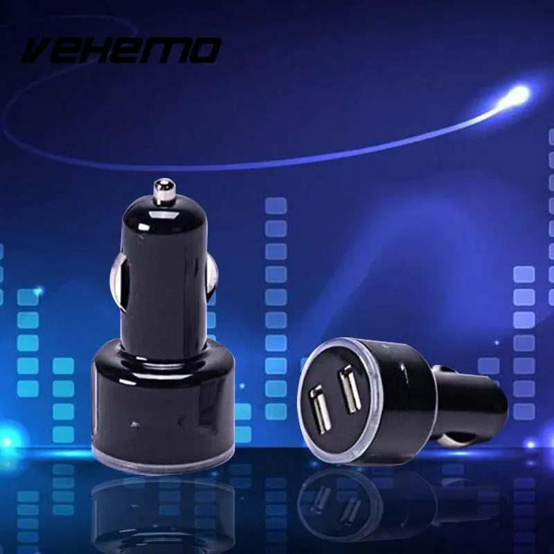 Vehemo Portable Universal Car Charger Adaptor Bullet USB 2 Port for