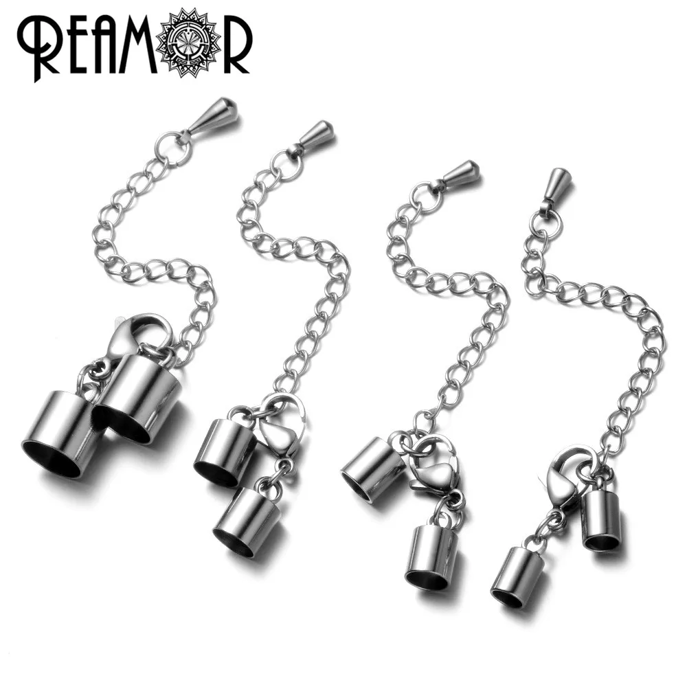 REAMOR 4/5/6/8mm 316L Stainless Steel Lobster Clasps Hooks Extender Chain Connector For Leather Bracelet DIY Jewelry Findings Jewelry Findings