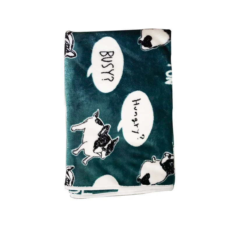 100*70 см одеяло корги Мопс Пудель Шнауцер одеяло для домашних животных Французский бульдог узор Coralline летнее одеяло - Цвет: Зеленый