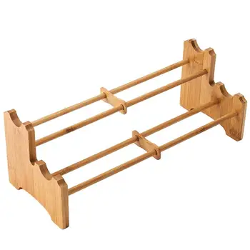 

1 Pc Kung Fu Bamboo Handmade Natutal Two Layers Teaware Tea Cup Holder Shelf Draining Rack for Home