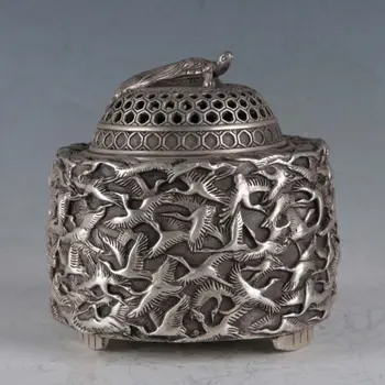 

Chinese Silvering Copper Made By The Royal QianLong Crane Incense Burner