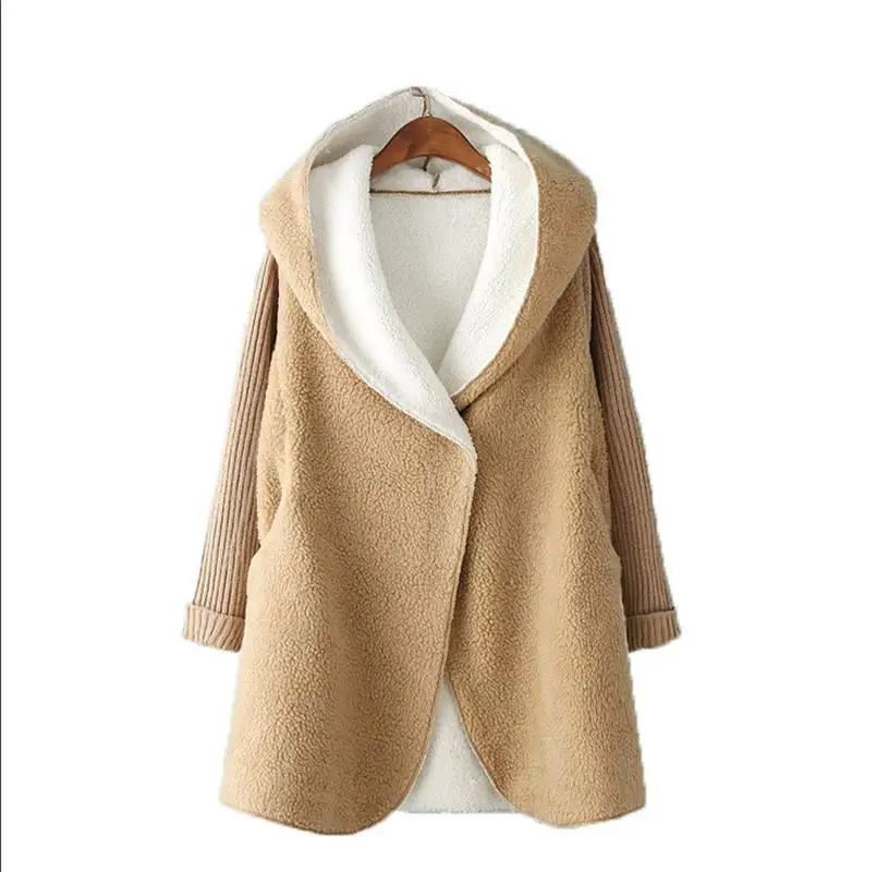 Pull Hiver Femme 2018 Женский вязаный кардиган с капюшоном и длинным рукавом элегантный