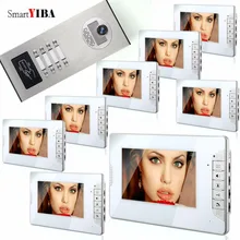 Apartamento vídeo porteiro com fio campainha SmartYIBA two-way intercom sistema de telefone da porta 1 câmera campainha 8 botões for8 apartamentos
