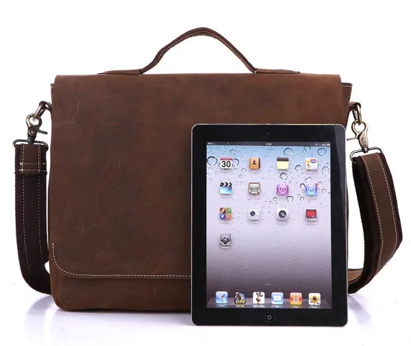 

Augus New Arrivals Product Crazy Horse Leather Bag Men Dark Brown Handbag Shoulder Bag Teenager Bag Crossbody Bag 7108R-1