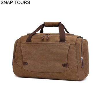 

SNAP TOURS Large Capacity Canvas Men Travel Bags Hand Luggage Fashion Big Space Male Duffle Bag Weekend Carpetbag