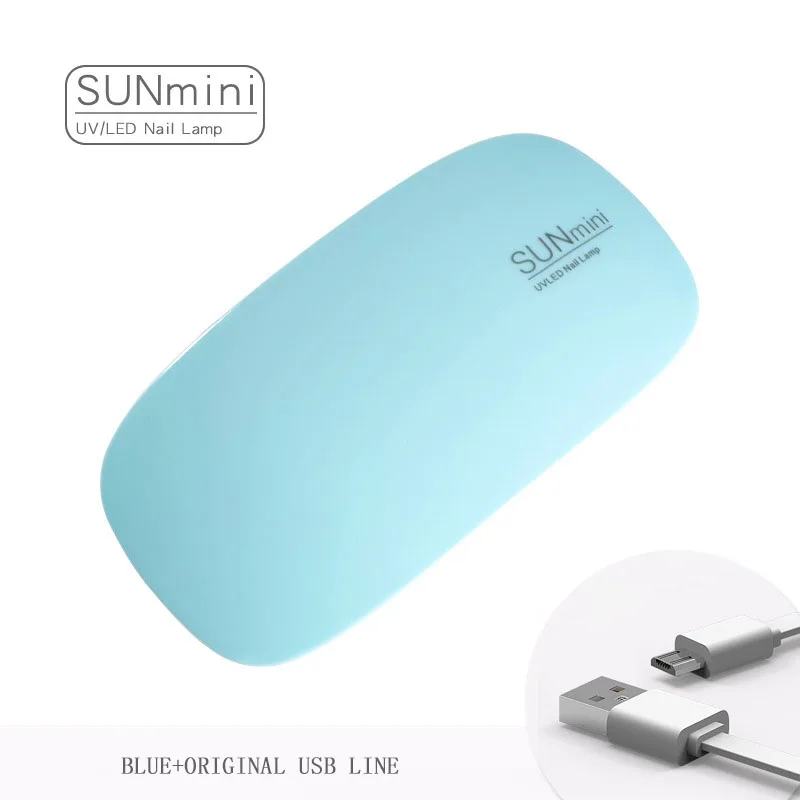Blue SLOOMEY SUNmini 6 Вт УФ светодиодная лампа для сушки ногтей отверждения лампа портативный USB кабель для основного подарка лак для ногтей сушилка мини-лампа с USB - Цвет: Blue