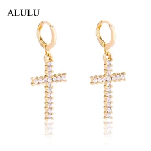 3 цвета Модные Стразы Крест женские Кольца Ювелирные серьги крест Серьги brincos LE054