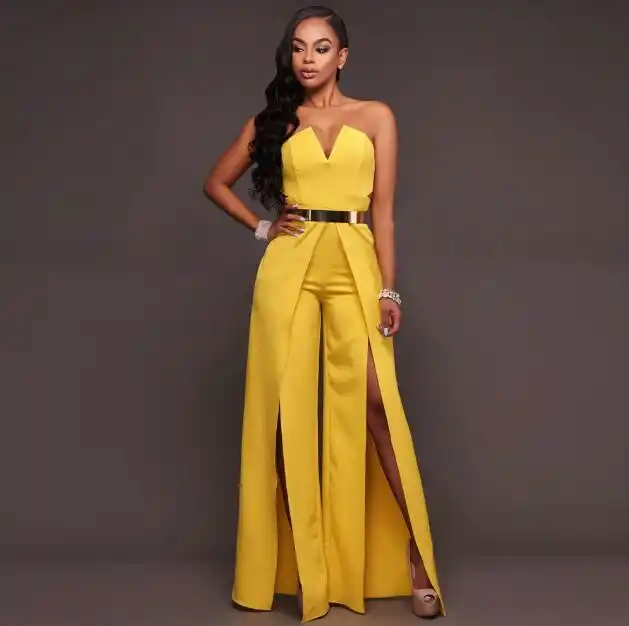 yellow dressy jumpsuit