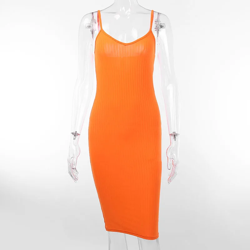 Платье женское Летние Для женщин сексуальное платье Спагетти ремень с плечом платье ярко-оранжевый Платье черного цвета облегающее платье с открытой спиной, одноцветное, женские вечерние платья