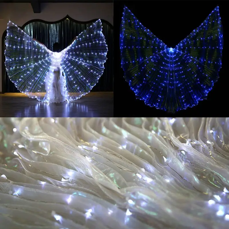 

Adult Belly Dance Opening Angle Wings Degrees LED Luminous Light Up With Flexible Sticks Halloween Stage Performance Props