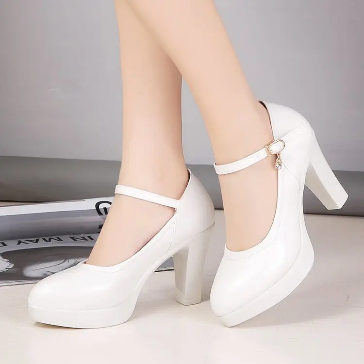 

High-heel Waterproof Platform Women's Shoes Black Single Shoes High-heeled Professional Work Shoes Walk-show Shoes DFGD-A8073