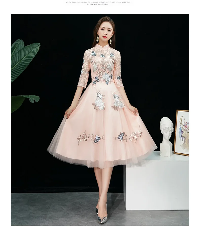 Вечерние платья в Корейском стиле, с принтом, с вышивкой, светильник, розовый, S-2XL, элегантные, длинные, тонкие, сетчатые платья, новинка, летнее платье для банкета, Vestidos CX726
