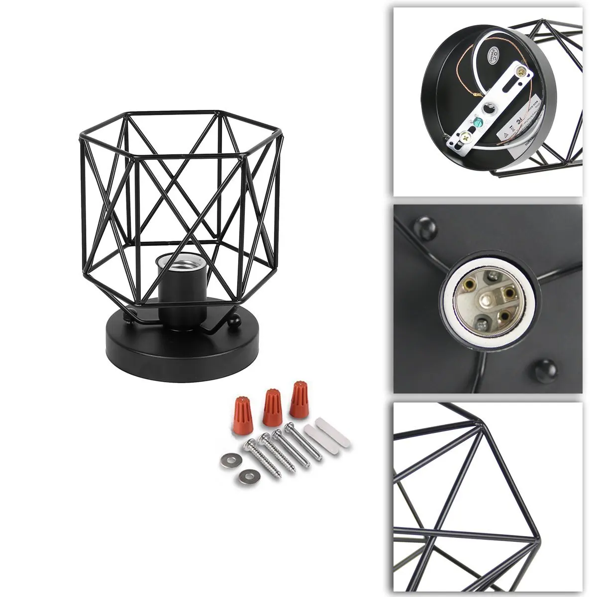 

E27 5w Vintage Ceiling Lights Iron Black Ceiling Lamp Retro Cage Light Kitchen Fixtures Home Lighting for village style