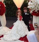 Best Price as low as $145.00 Fascinating Ball Gown for Prom for Girls Pearl Luxury Open Back Spaghetti Straps Court Train Rosette Little Girl Wedding Gowns