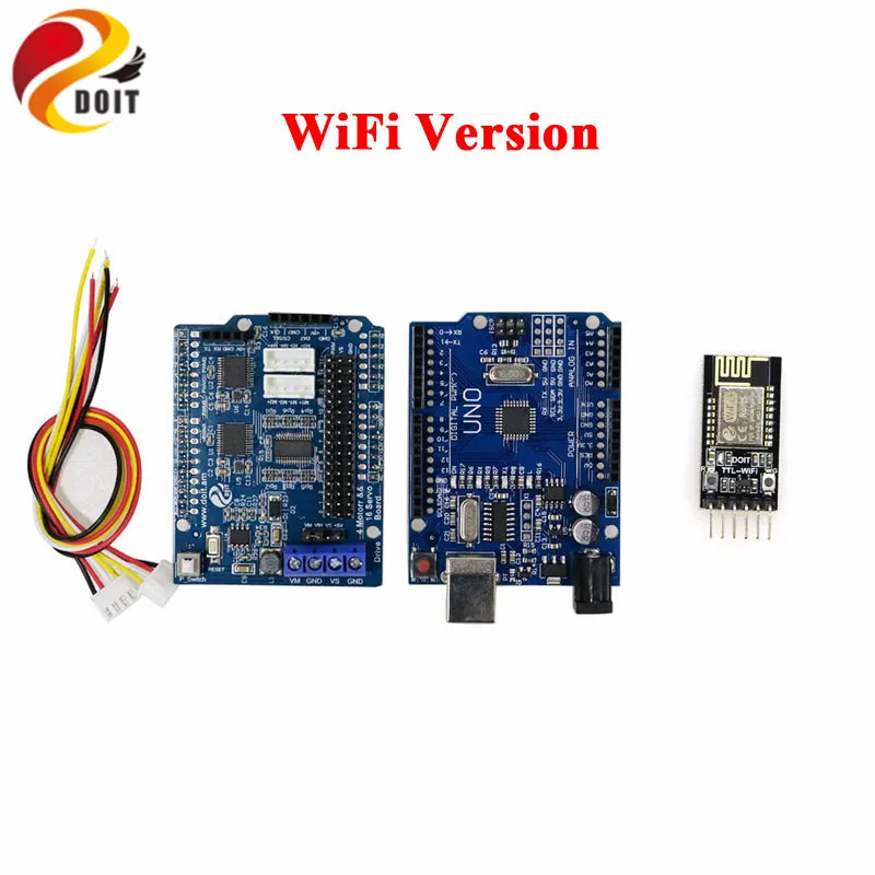 WiFi/Bluetooth/PS2 RC 4wd умный автомобильный шасси с платой UNO R3 + плата драйвера двигателя