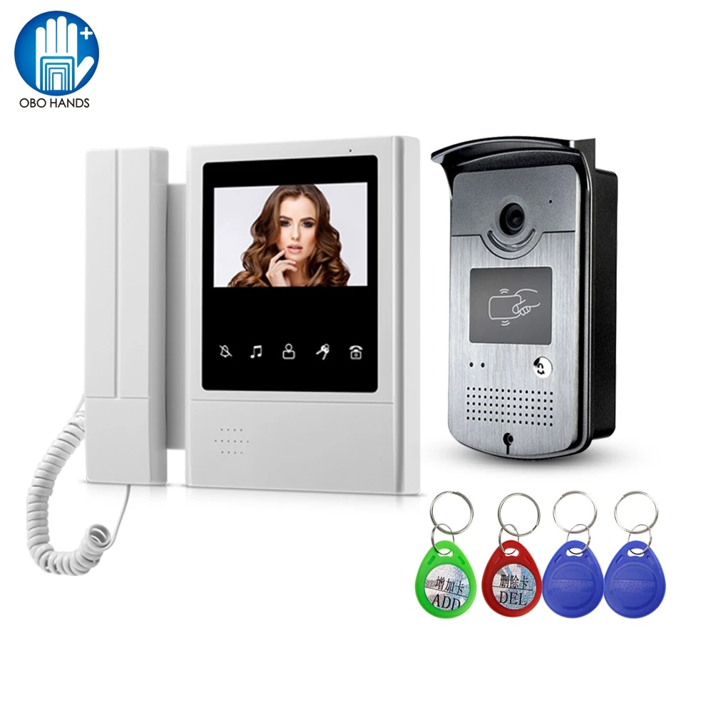 Bedraad Video Eye Video Deurbel Home Systeem 4.3 "Indoor Monitor Rfid Smart Camera Met Ir Voor een Prive Huis|Video-intercom| - AliExpress