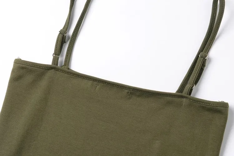 Women Cotton Spandex Spaghetti Strap Basic Tube Bodysuit Adjustable Cami Straps Bodysuit sexy bodysuit