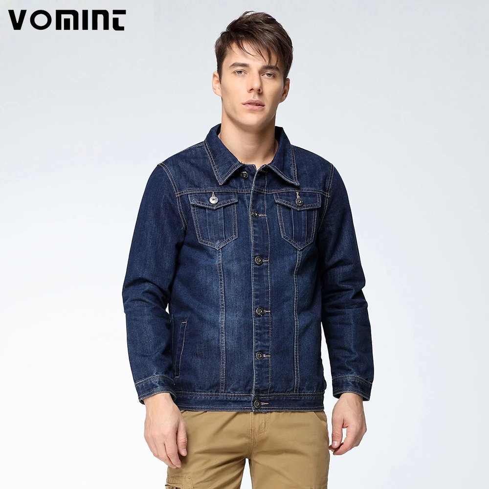 

Vomint 2019 New Mens Denim Jacket Coat Single Breasted Loose Fit Wash Detail Big Men Large Size L 4XL 5XL 6XL 7XL V7S1C001