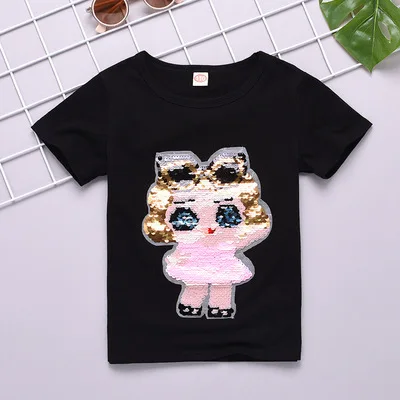 VIDMID/Новая Детская футболка с блестками для маленьких мальчиков и девочек летняя детская одежда с короткими рукавами хлопковая футболка s 7083 02