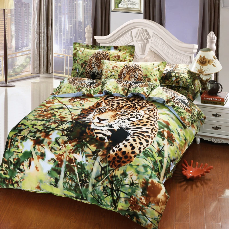 jungle 3d cheetah mens bedding set queen size good quility cotton cheetah sheets