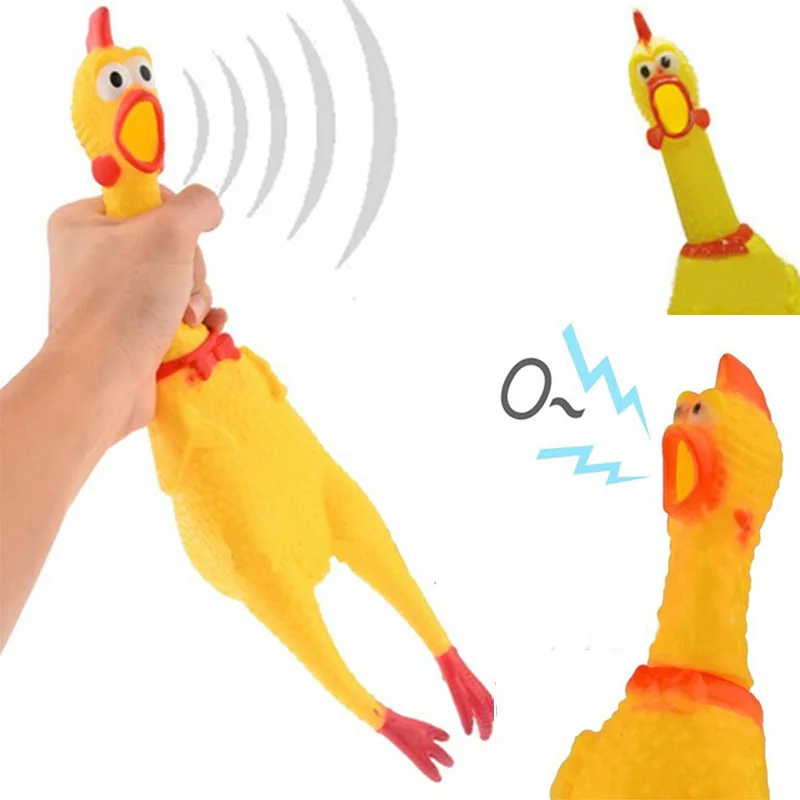 1 Pc New Personality Chic Cute Screaming Chicken Pet Dog Cat Toys Squeaker Rubber Yellow Color - Цвет: as picture