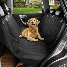 Universal Black Dog Seat Covers for Cars with Extra Side Flaps Hammock Waterproof Quilted Pet Seat Protector Bench Truck Cover