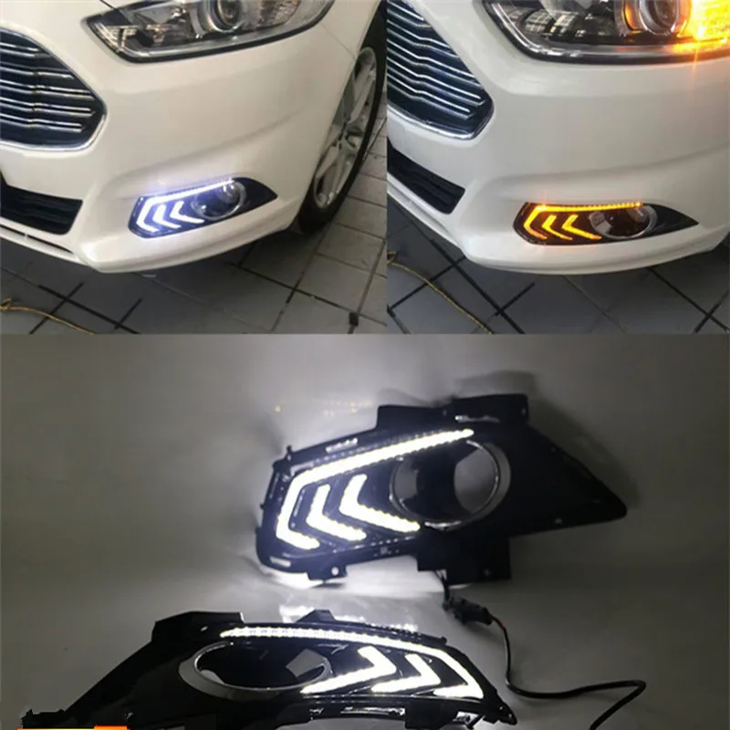 MIZIAUTO светодиодный фонарь дневного света для Ford Fusion Mondeo 2013- автомобильные аксессуары Водонепроницаемый ABS 12 В DRL Противотуманные фары украшения