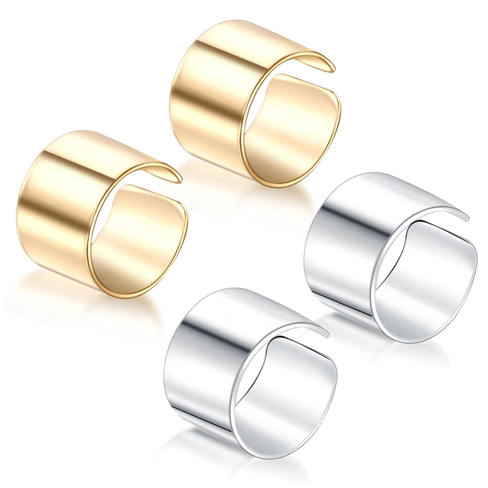 

2pcs/lot Alloy Ear Clip Cuff Wrap Fake Earrings Stud Hoop Non Pierced Ear Cartilage Clip-On Closure Helix Ring Piercings Jewelry