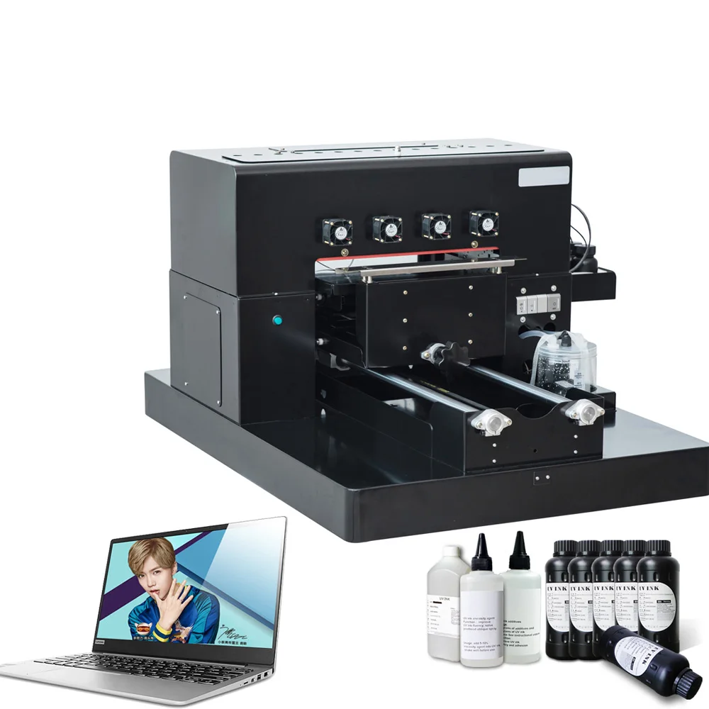 

6 Color A3 UV Printer Small UV Flatbed Printer For Phone Cover Phone Case Printing with RIP 9.0 software with ink