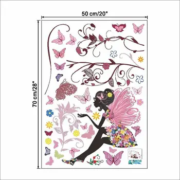 

Removable Flower Fairy Butterfly Wall Decal Sticker Mura Bedroom Decor Girls Flower Fairy Princess Butterfly Flowe