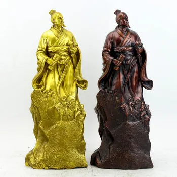 

foreign business gift Military strategist Master of War copper statue +THE ART of WAR # Sun-Tzu SILK BOOK Collector Edition