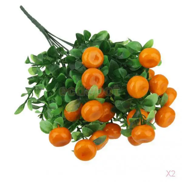 2x Artificial Orange Tree 7 Branch Lucky Fruit Orange Bunch Fake Plant