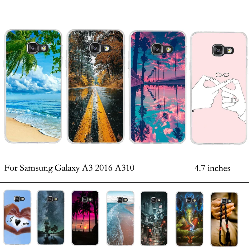 Корпус печать чехол для samsung Galaxy A3 2016 Чехол Мягкий ТПУ силиконовый A310 A3100 A310F