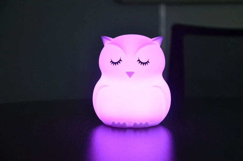 Lovely Owl Cartoon Night Light Silicone Colorful LED Bedside Night Lamp Gifts For Kids Bedroom Decoration Colors Changing Light (3)