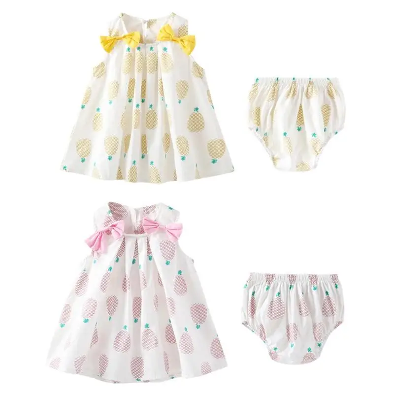 

2pcs/set Summer Cute Kids Girls Pineapple Print Sundress + PP Underpants