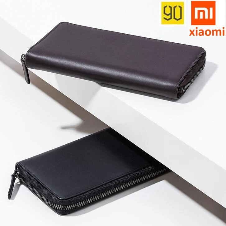

Original Xiaomi 90FUN Men Business Wallet Card Holder Purse Classic Long Wallet Classic Cow genuine Cowhide Leather Anti Scratch