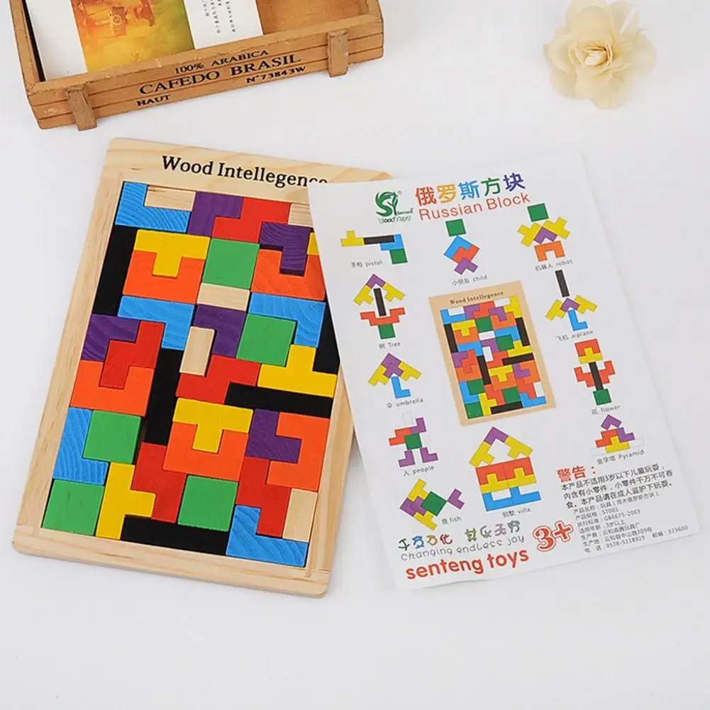 Красочные деревянные интеллект Tangram головоломка игрушки тетрис игра дошкольного волшебства интеллектуальная развивающая игрушка подарок