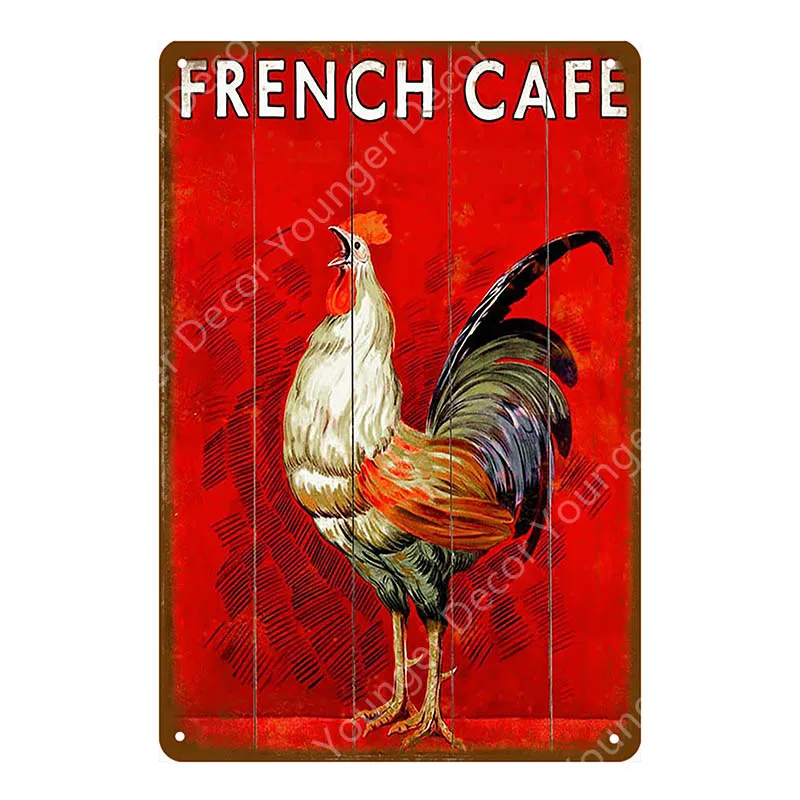 Свежие яйца молоко металлическая вывеска фермерский магазин французский кафе домашний декор для стен в винтажном стиле плакат Оловянная тарелка счастливый цыпленок Ретро табличка - Цвет: YD2928E