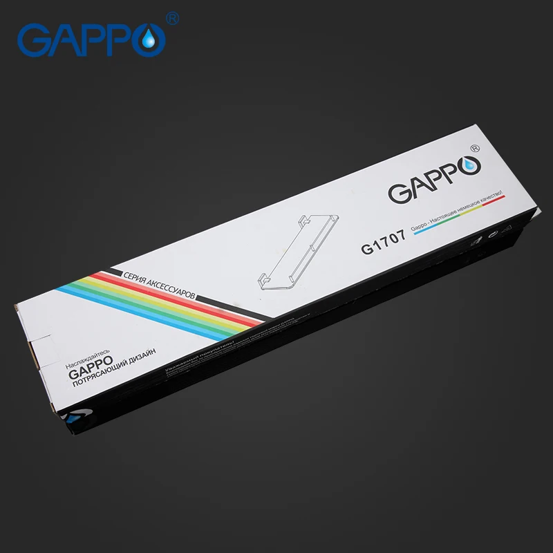 GAPPO, высокое качество, настенные полки для ванной комнаты, стеклянная полка для комнаты отдыха, аксессуары в двух крючках G1707