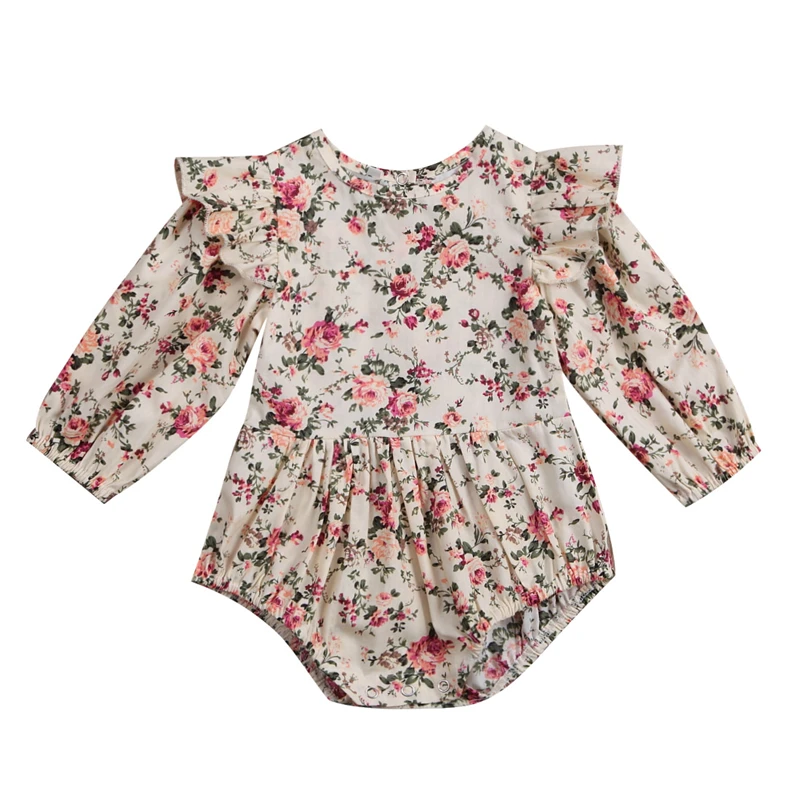 pudcoco 0 3Y Infant Baby Girls bodysuits ruffles Floral long sleeve