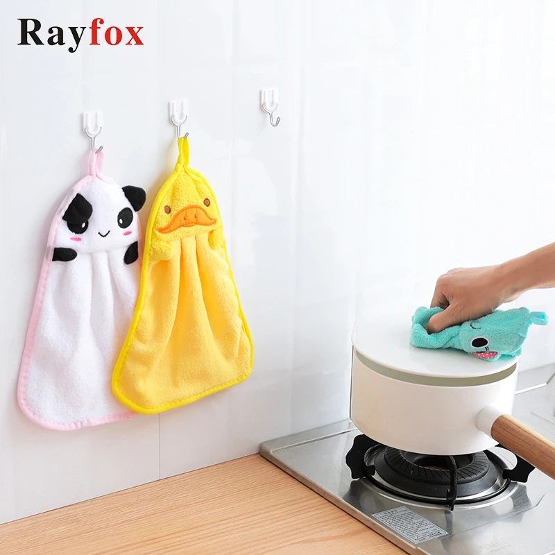 

Kitchen Gadgets Coral Fleece Absorbent Dishcloths Hanging Cute Quick-Drying Cloth Multipurpose Cooking Tools Kitchen Accessories